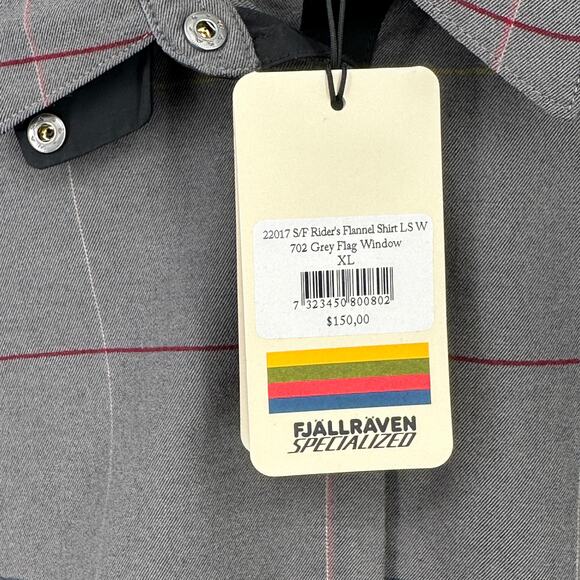 Fjallraven Specialized Riders Long-Sleeve Flannel Shirt Womens Sz XL Grey Flag - Picture 7 of 10